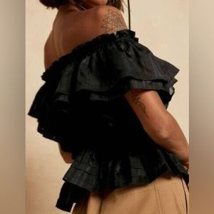 Banana Republic Smocked Ruffle Sleeve Peplum Top | S